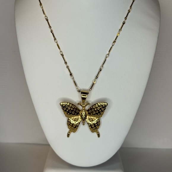 Gold Butterfly Pendant Necklace - Picture 2 of 2